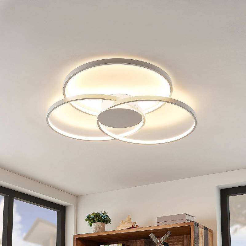 Lindby LED-Deckenleuchte Riley, weiß, Metall, 80 cm, dimmbar von LINDBY
