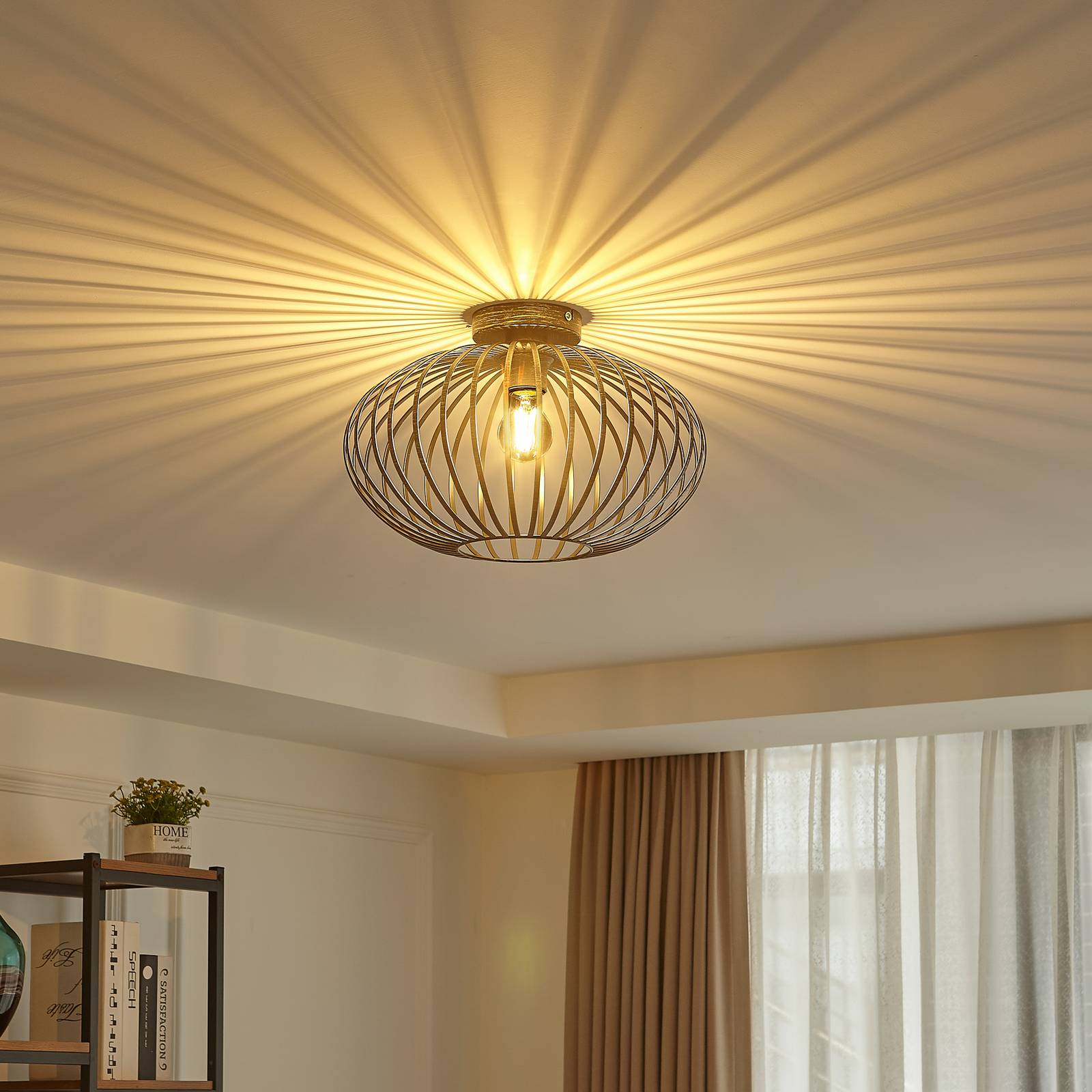 Lindby Deckenlampe Rosalea, mesisngfarben, Metall, 40cm, E27 Lindby Deckenlampe Rosalea, mesisngfarben, Metall, 40cm, E27 von LINDBY