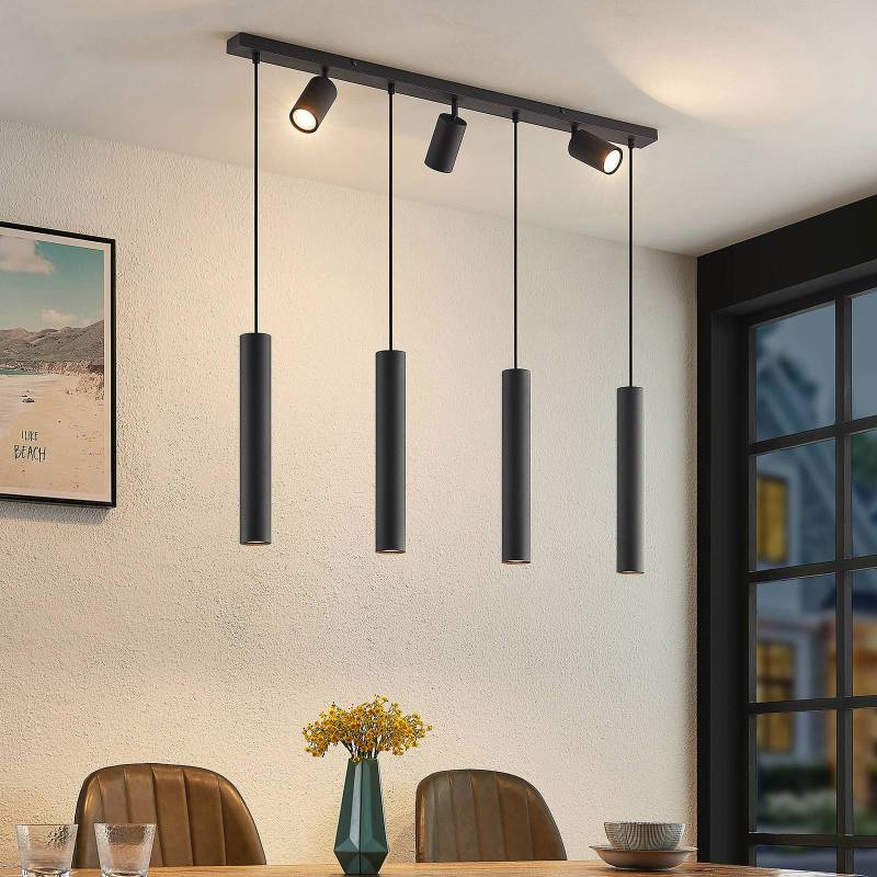 Lindby Hängeleuchte Sanad, 100 cm, 7-flg., schwarz, GU10 von LINDBY