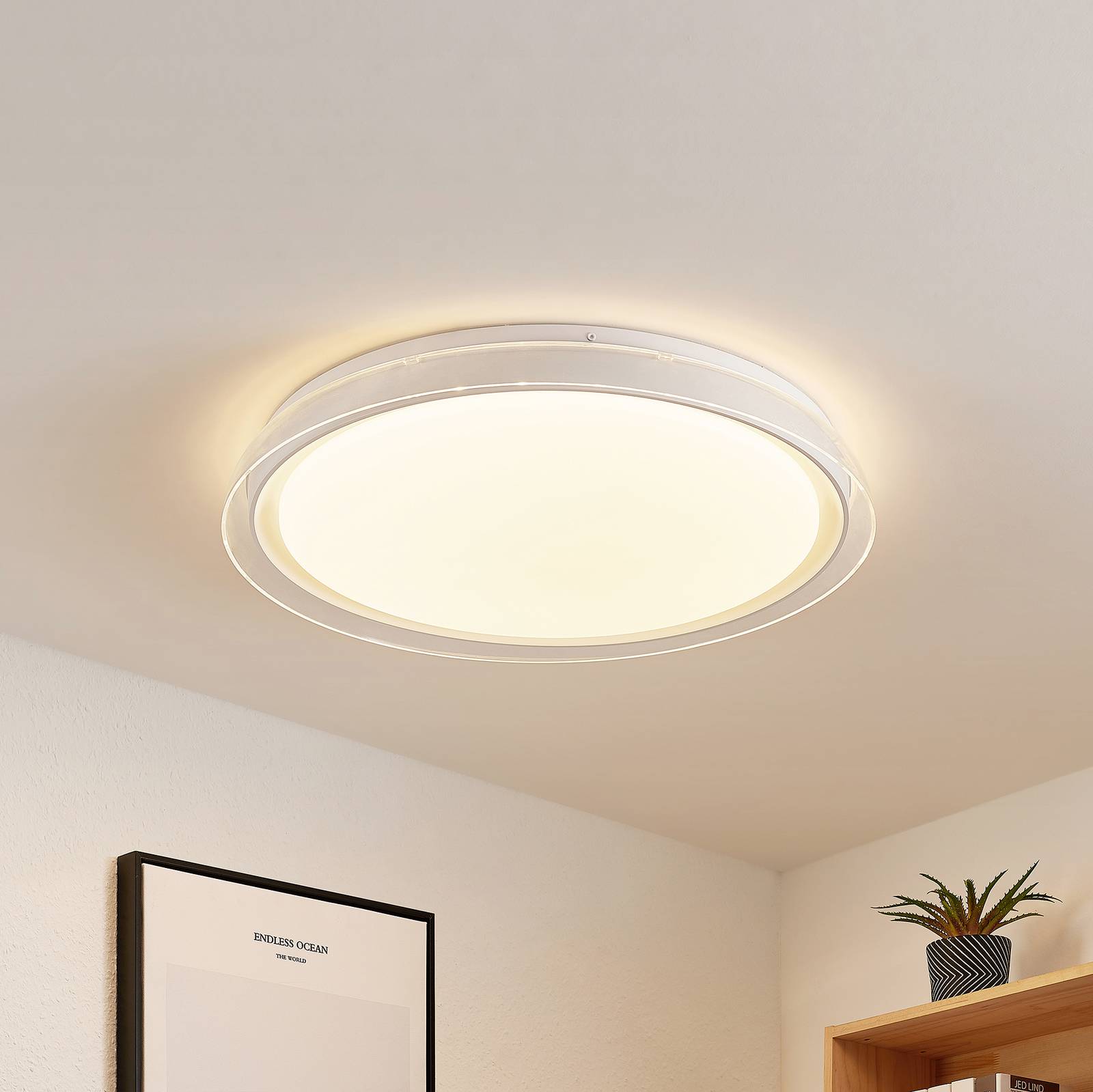 Lindby LED-Deckenleuchte Sleya Ø 50 cm, weiß, CCT, dimmbar Lindby LED-Deckenleuchte Sleya Ø 50 cm, weiß, CCT, dimmbar von LINDBY