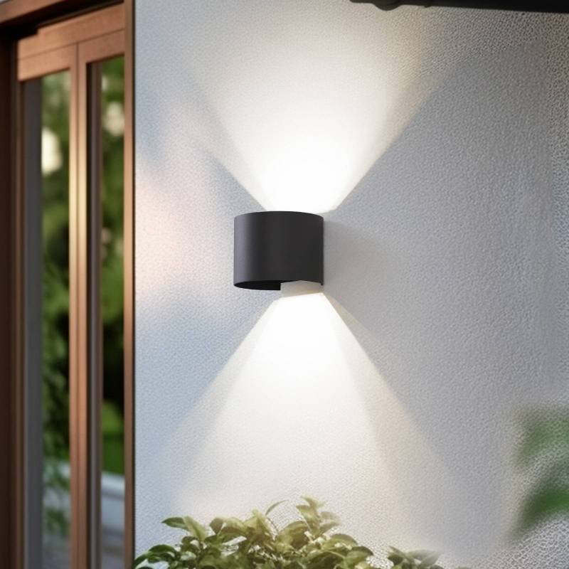 Lindby Smart LED-Außenwandlampe Dara grau rund CCT RGB Tuya von LINDBY