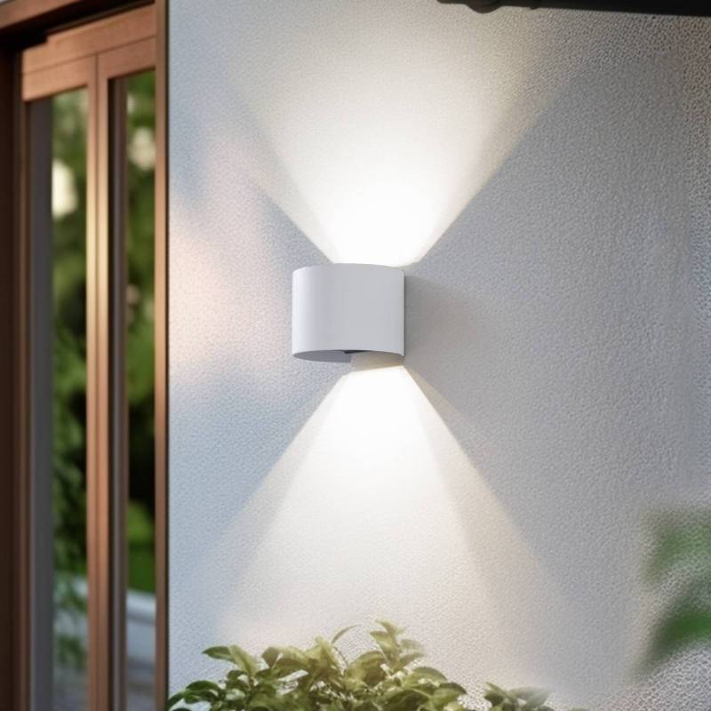 Lindby Smart LED-Außenwandlampe Dara weiß rund CCT RGB Tuya von LINDBY