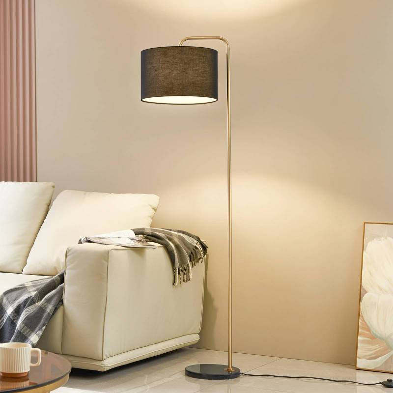 Lindby Stehleuchte Hillary, schwarz/gold, Marmor, 153cm von LINDBY