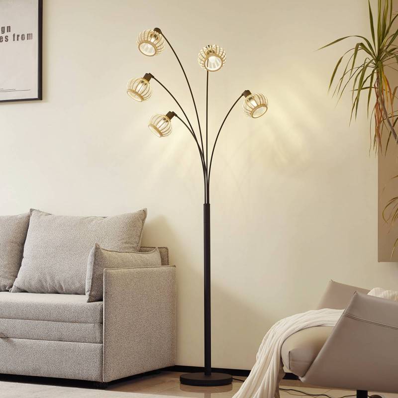 Lindby Stehleuchte Lielle, Bambus natur, 5-flg., 190 cm von LINDBY