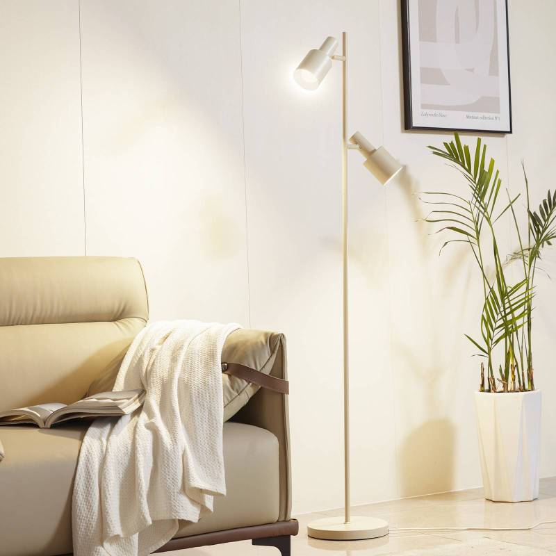Lindby Stehleuchte Ovelia, beige, Metall, E27 von LINDBY