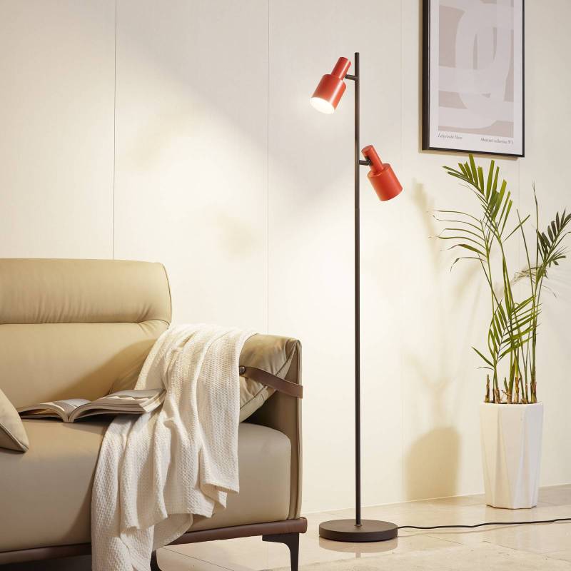 Lindby Stehleuchte Ovelia, orange/schwarz, Metall, E27 von LINDBY