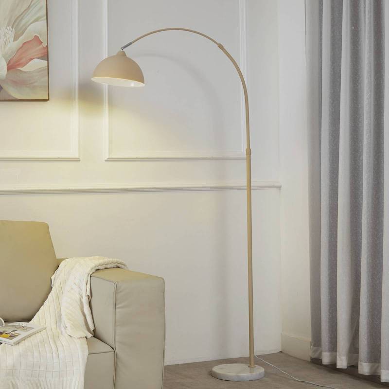 Lindby Stehlampe Tonka, beige, Metall/Marmor, 180 cm, E27 von LINDBY