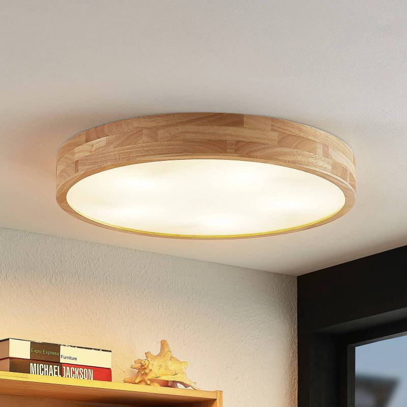 Lindby Deckenleuchte Tanju, Ø 60 cm, 5-flg., Eichenholz, E27 von LINDBY