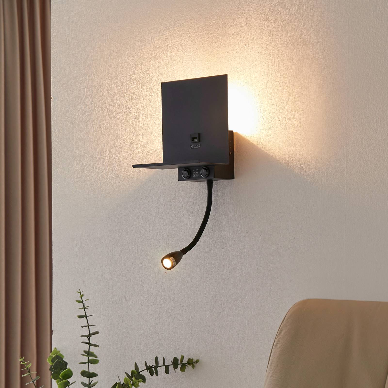 Lindby Wandleuchte Thorid, schwarz, USB, LED-Leselampe, G9 Lindby Wandleuchte Thorid, schwarz, USB, LED-Leselampe, G9 von LINDBY