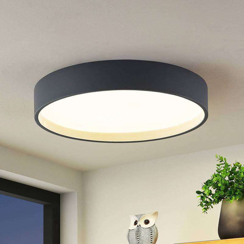 Lindby  LED-Deckenleuchte Todor, 50 cm, anthrazit, CCT, Holz von LINDBY