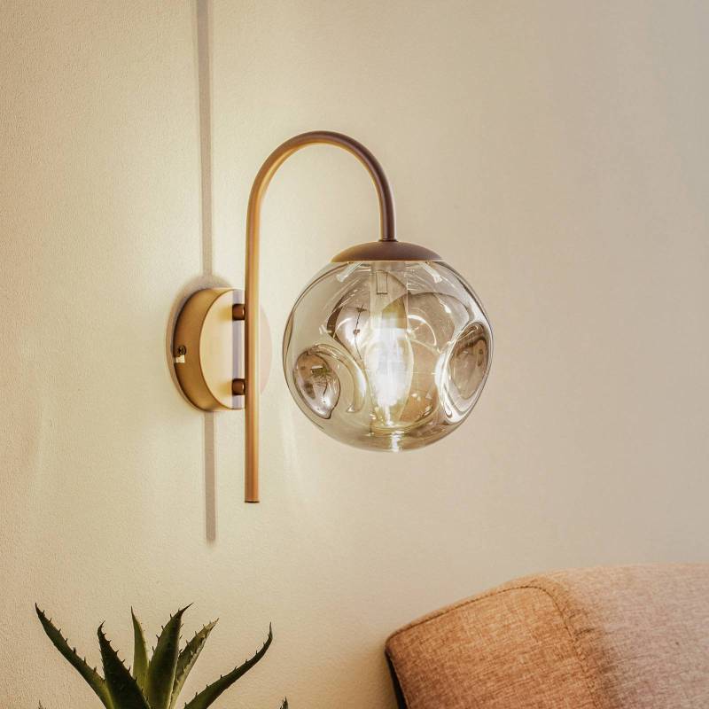 Lindby Wandleuchte Valentina, Glas, rauchgrau, rund von LINDBY