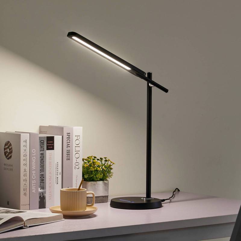 Lindby LED-Schreibtischleuchte Valtorin, schwarz, Kunststoff von LINDBY