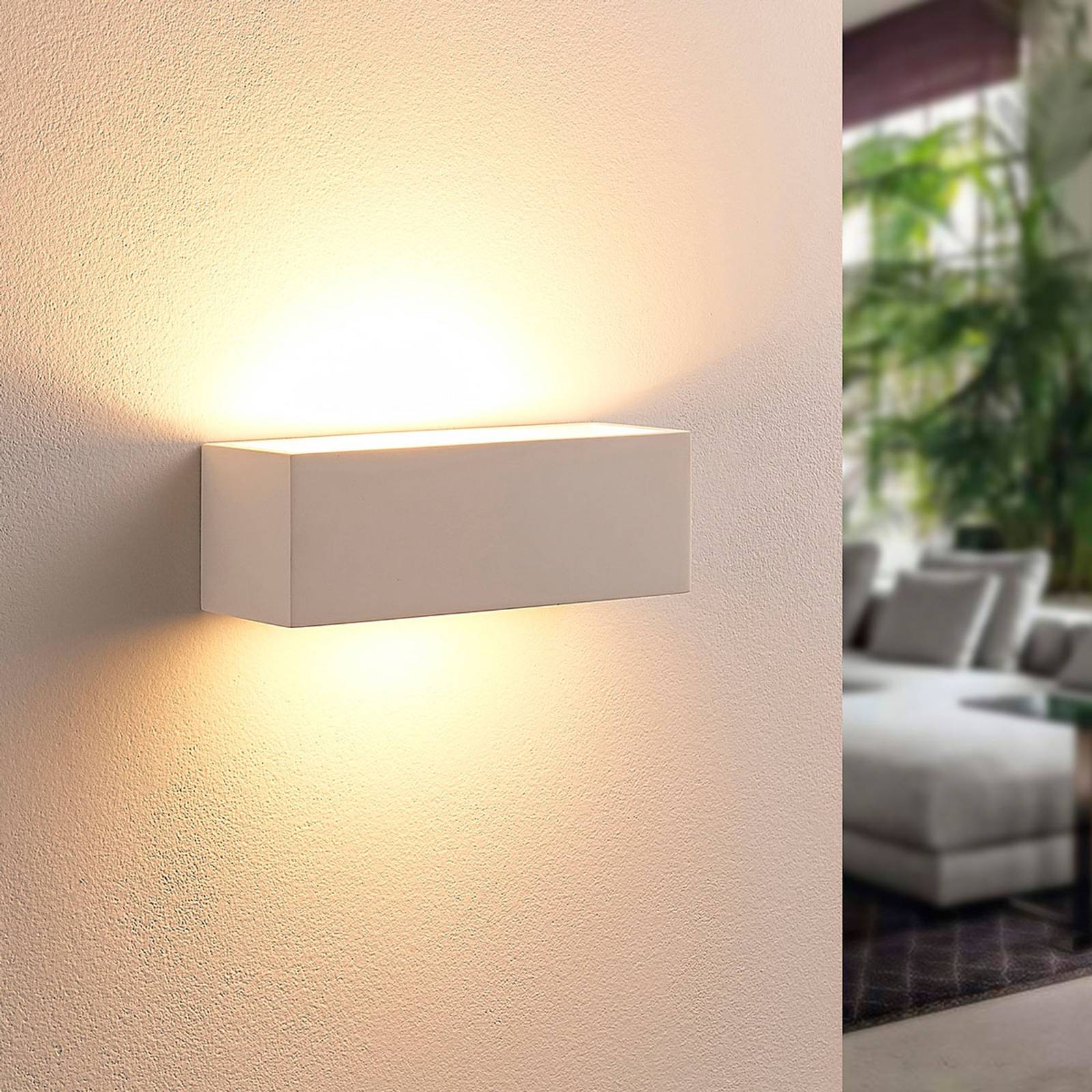 Lindby Wandlampe Tjada, 22 cm, weiß, Gips, G9, bemalbar Lindby Wandlampe Tjada, 22 cm, weiß, Gips, G9, bemalbar von LINDBY