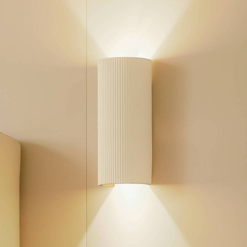 Lindby Wandleuchte Colja, rund, Höhe 30,5 cm, Gips, beige von LINDBY