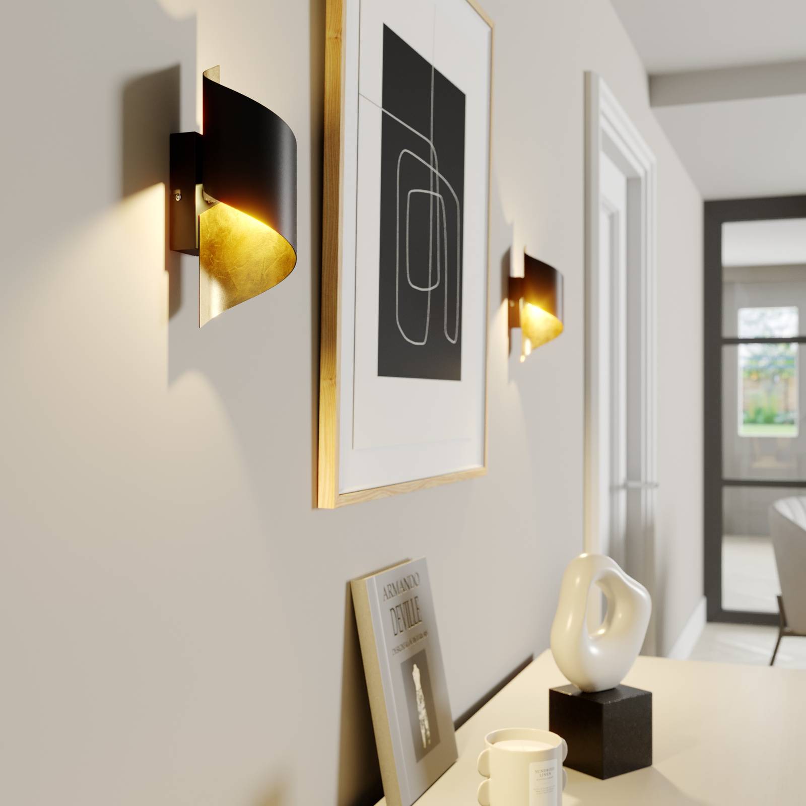 Lindby Wandlampe Desirio, 3er-Set, schwarz/gold, G9, Metall Lindby Wandlampe Desirio, 3er-Set, schwarz/gold, G9, Metall von LINDBY