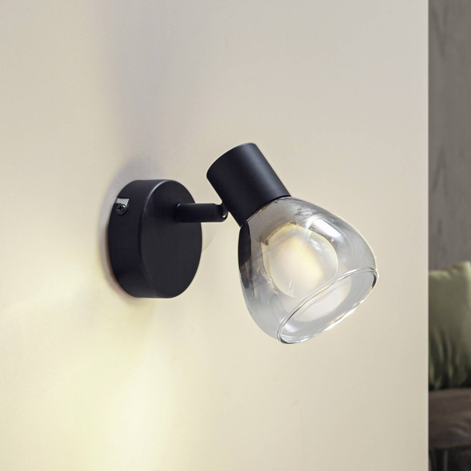 Lindby Wandleuchte Pendura, Ø 9 cm, schwarz, Glas Lindby Wandleuchte Pendura, Ø 9 cm, schwarz, Glas von LINDBY