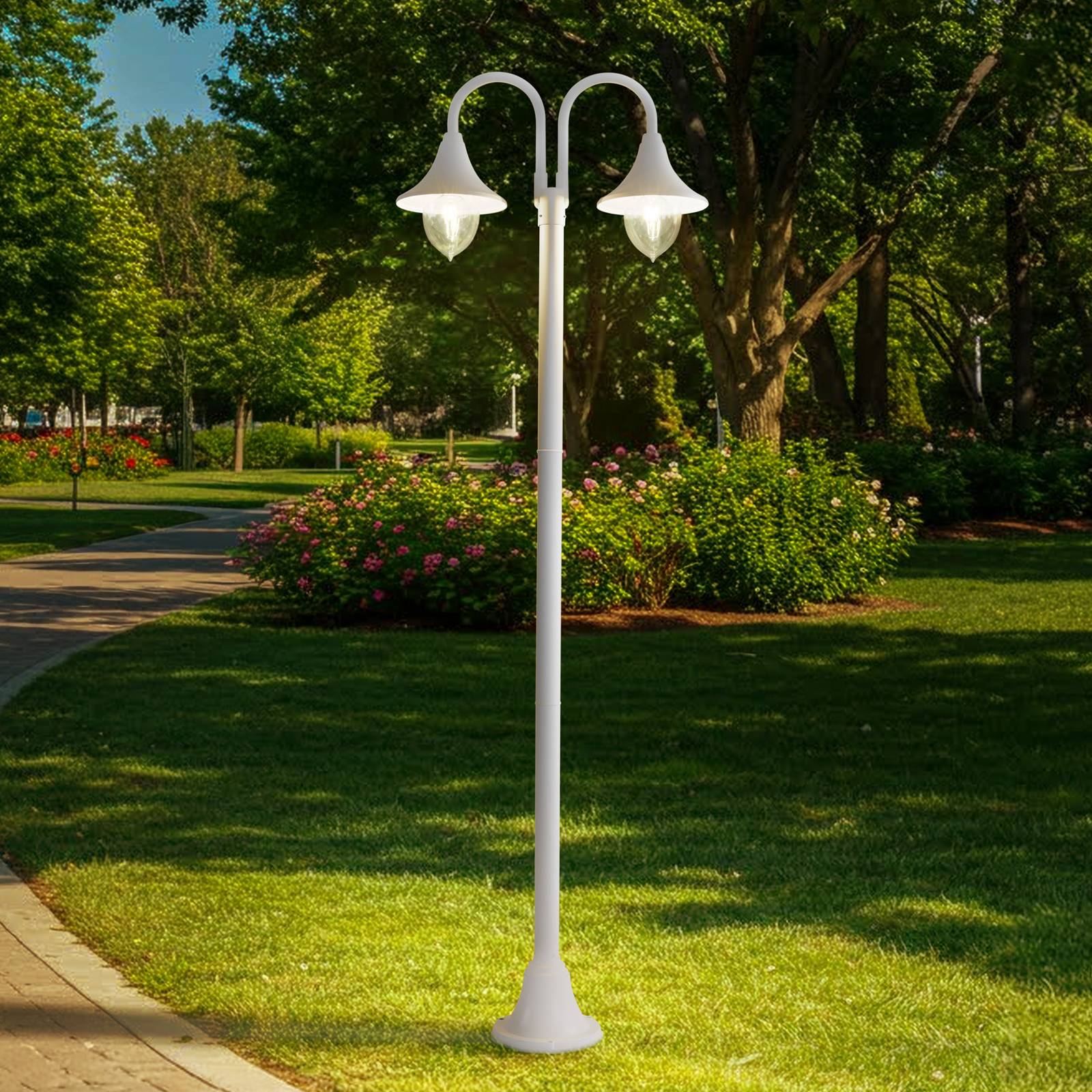 Lindby Außenleuchte Madea, weiß, 2-flg., 213 cm, E27, IP44 Lindby Außenleuchte Madea, weiß, 2-flg., 213 cm, E27, IP44 von LINDBY
