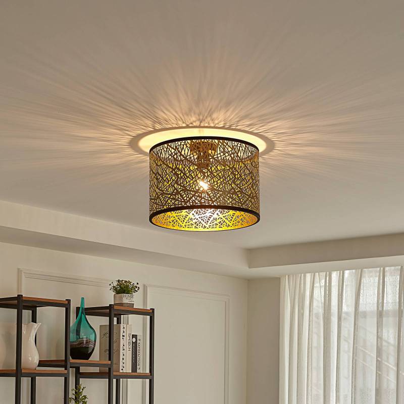Lindby Deckenleuchte Yonah, goldfarben, Metall, Ø 40 cm, E27 von LINDBY