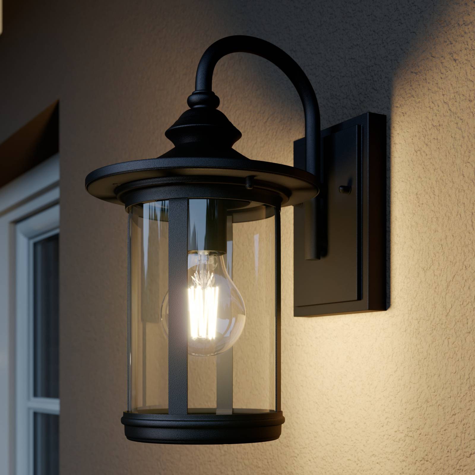 Lindby Außenwandleuchte Zayn, schwarz, Glas, Höhe 33cm, IP23 Lindby Außenwandleuchte Zayn, schwarz, Glas, Höhe 33cm, IP23 von LINDBY