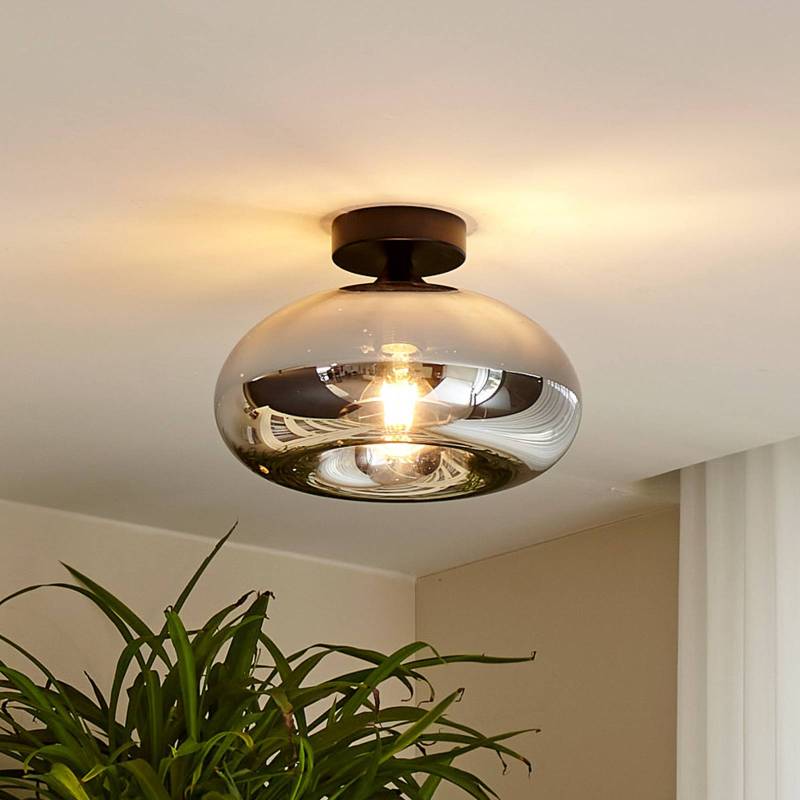 Lindby Deckenleuchte Zehra, Ø 28 cm, rauchgrau, Glas von LINDBY