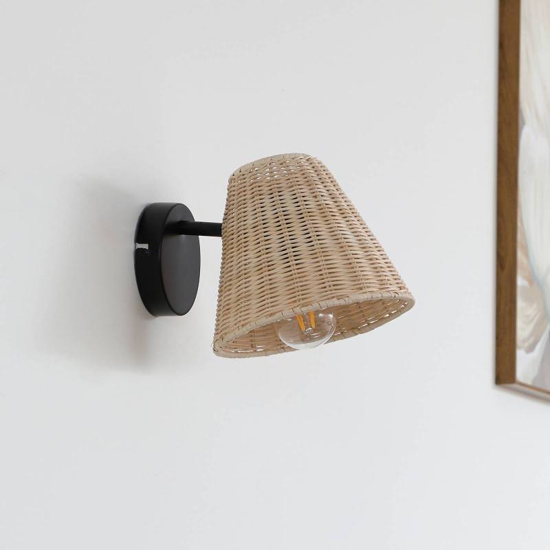 Lindby Wandleuchte Zyralia, holzfarben, Rattan, 19,5 cm hoch von LINDBY