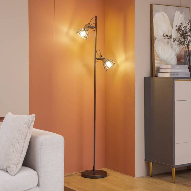 Lucande Stehleuchte Arinthea, 2-flg., schwarz, Stahl, E14 von LINDBY