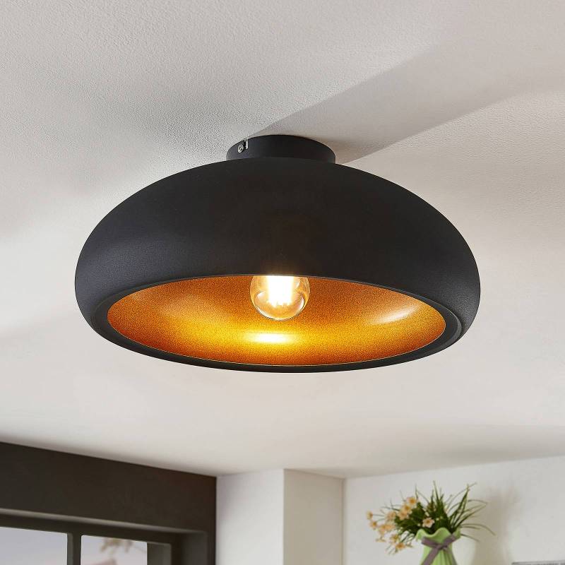 Lindby Deckenlampe Gerwina, schwarz/gold, Metall, 40 cm, E27 von LINDBY
