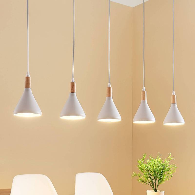 Lindby Pendelleuchte Arina, 100 cm, weiß, 5-flammig, E14 von LINDBY