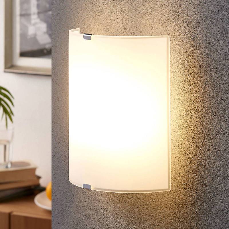 Lindby Wandleuchte Phil, weiß, Glas Höhe 21cm, 2er-Set von LINDBY