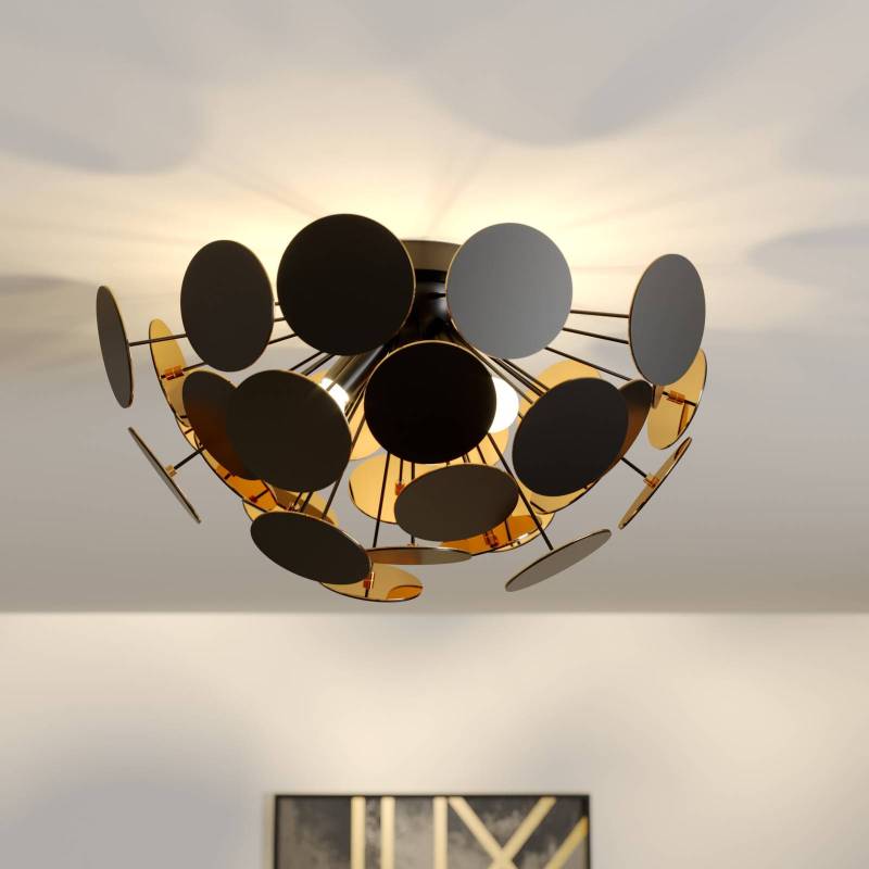 Lindby Deckenlampe Kinan, Ø 54 cm, schwarz, gold, E14 von LINDBY