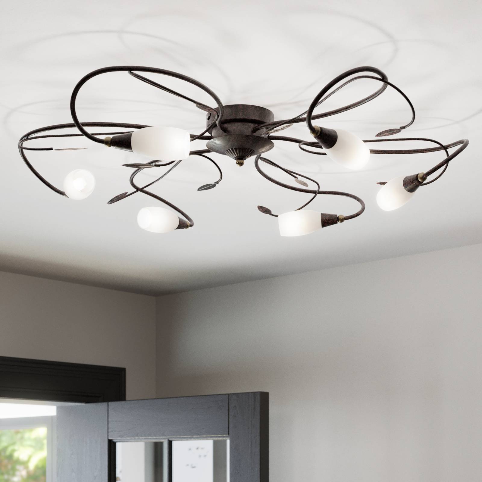 Verspielt wirkende Deckenlampe Claudi, antikbraun Verspielt wirkende Deckenlampe Claudi, antikbraun von LINDBY