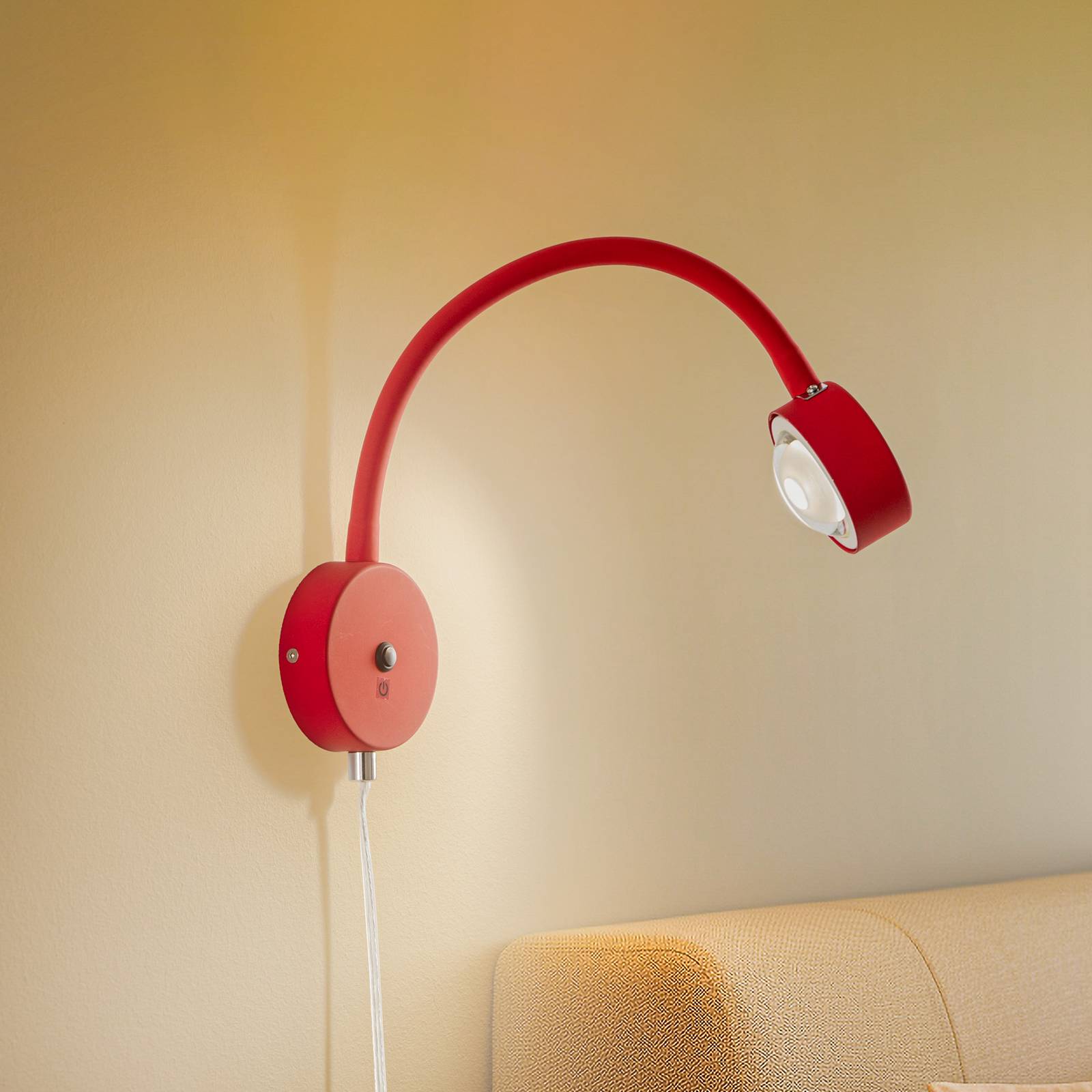 Lindby Wandlampe Jyla, rot/weiß, Linse, 4200K, GX53, Flexarm Lindby Wandlampe Jyla, rot/weiß, Linse, 4200K, GX53, Flexarm von LINDBY