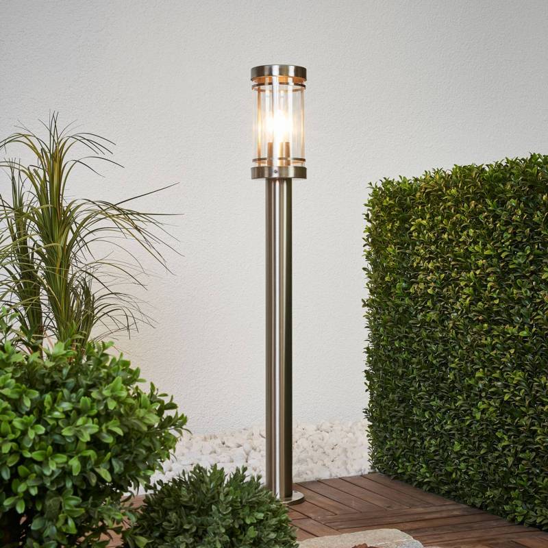 Lindby Wegeleuchte Djori, 80 cm, alufarben, Edelstahl, E27 von LINDBY