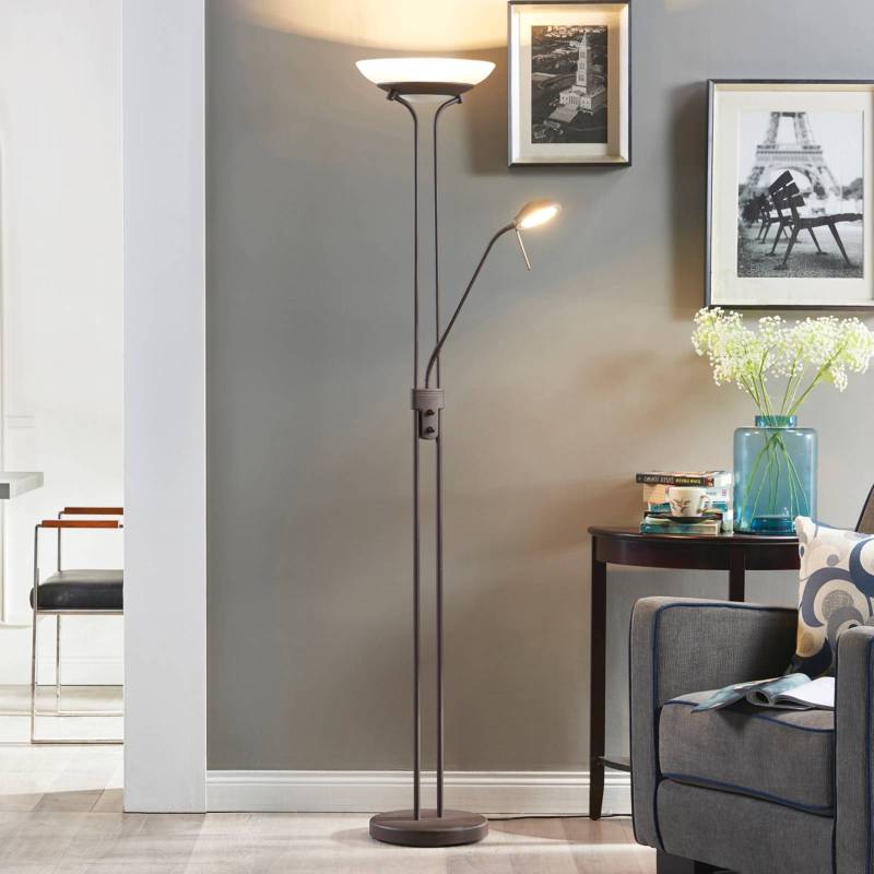 Lindby LED-Stehlampe Yveta, rostfarben, Leselampe, dimmbar von LINDBY