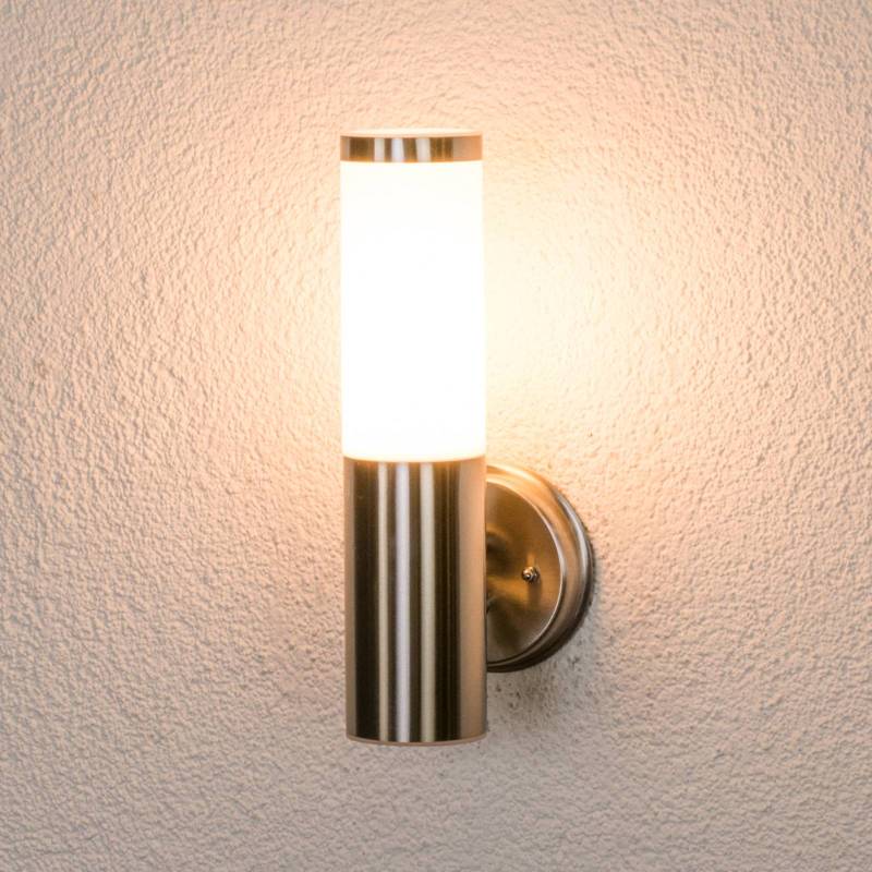Lindby Außenwandleuchte Kristof, Edelstahl, 33 cm hoch, E27 von LINDBY