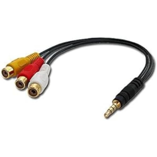 LINDY 35539 Audio-Video-Adapter (Video + Audio-Stereo) mit 4-Segment 3,5mm Stecker an 3X Cinch-Kupplung von LINDY