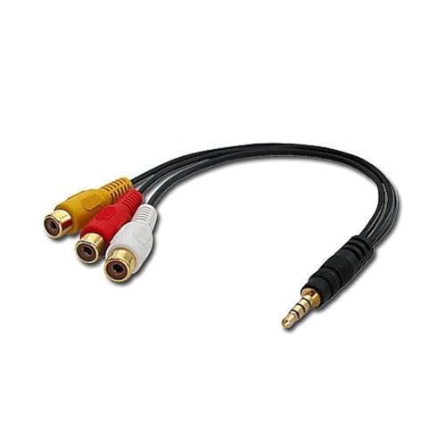 LINDY 35539 Audio-Video-Adapter (Video + Audio-Stereo) mit 4-Segment 3,5mm Stecker an 3X Cinch-Kupplung von LINDY