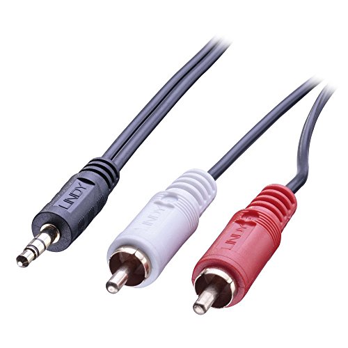 LINDY 35683 Premium Audio-Adapterkabel, 2x RCA (Cinch) Stecker an 3,5mm Klinkenstecker, 5m von LINDY