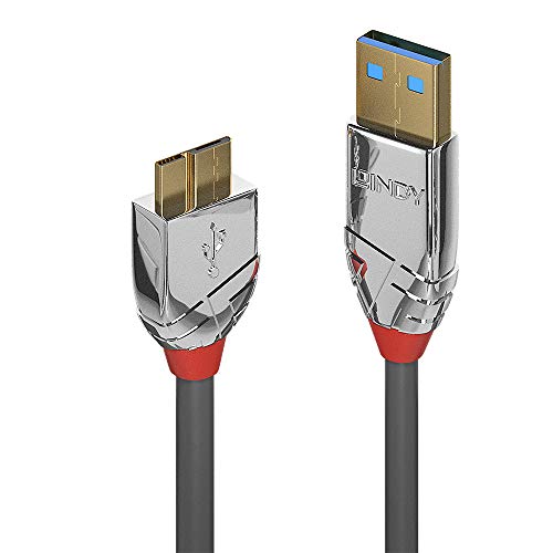 LINDY 36659 3m USB 3.0 Typ A an Micro-B Kabel, Cromo Line, anthrazit von LINDY
