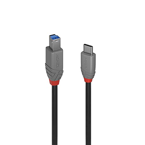 LINDY 36665 0.5m USB 3.2 Typ C an B Kabel, 5Gbit/s, Anthra Line von LINDY