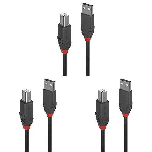 LINDY 36671 0, 5m USB 2.0 Typ A an B Kabel, anthra Line Anthrazit (Packung mit 3) von LINDY