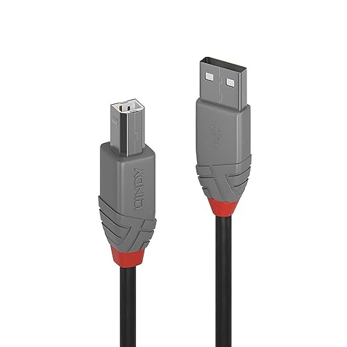 LINDY 36672 USB 2.0 Typ A auf B Kabel, Anthra Line – schwarz, 1 m von LINDY