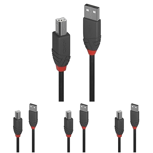 LINDY 36673 2m USB 2.0 Typ A an B Kabel, anthra Line Anthrazit (Packung mit 4) von LINDY