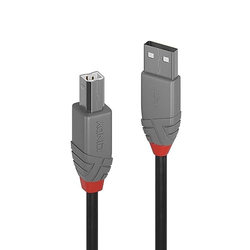 LINDY 36673 2m USB 2.0 Typ A an B Kabel, anthra Line Anthrazit von LINDY