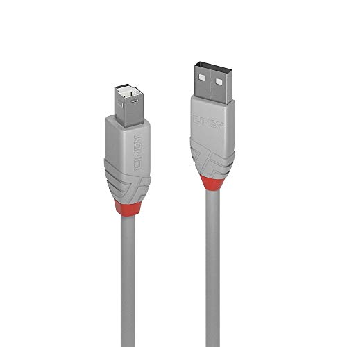 LINDY 36683 2m USB 2.0 Typ A an B Kabel, Anthra Line, Grau von LINDY