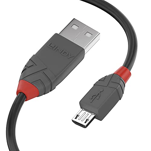 LINDY 36733 2m USB 2.0 Typ A an Micro-B Kabel, Anthra Line von LINDY