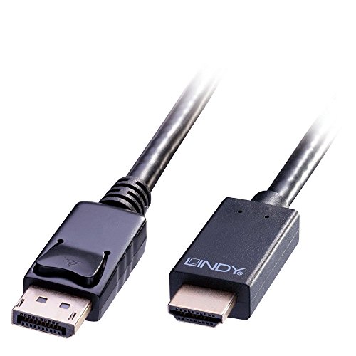 LINDY 36921 - DisplayPort-Kabel HDMI 1.4, 1 Meter, Display Port 1.2 4K 4096x2160@30Hz 10.2G Kompatibel mit TV, Gaming, Monitor, Xbox, PS4, PS5, Blu-Ray, Soundbar Die 2-Jahres-Garantie Schwarz von LINDY