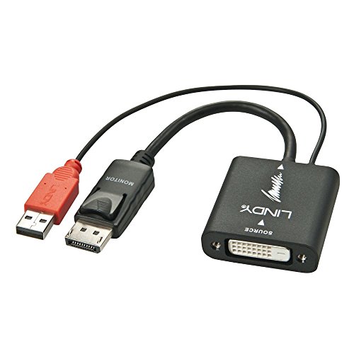 LINDY 38145 DVI auf DisplayPort Konverter, aktiv, schwarz von LINDY