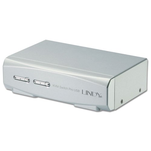 LINDY 39332 KVM Switch PRO USB 2.0 Audio DVI-I Dual Link 2 Port - Mac & PC, mit Kabeln von LINDY