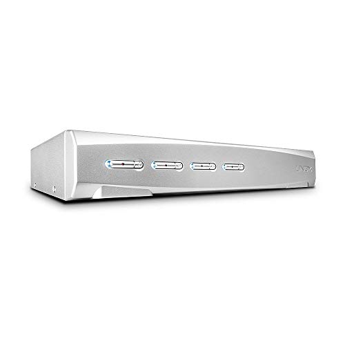 LINDY 39337 4 Port DVI-I Single Link, USB 2.0 & Audio KVM Switch Pro, Silber von LINDY